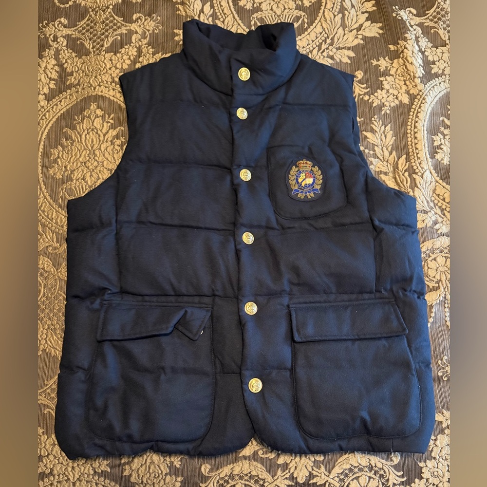 Ralph Lauren 100% Wool & White Duck Down Vest Size Large New with Tags NAVY BLUE